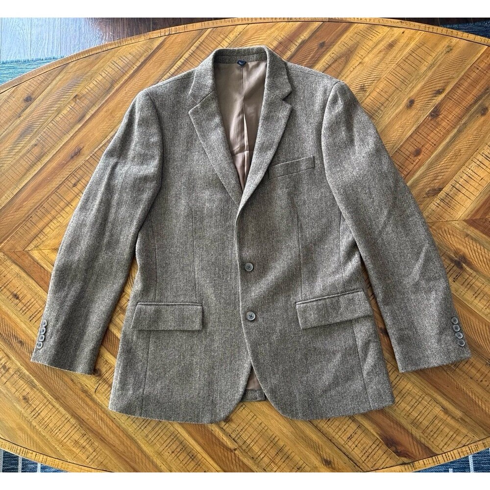 J.Crew Slim Fit Brown Wool Tweed Herringbone Blazer 40R NWT Preppy Sports Coat